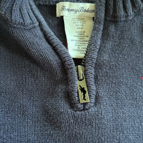 Tommy Bahama Boys Small 5/6 Pullover Quarter Zip Sweater Navy Blue - Picture 6 of 7